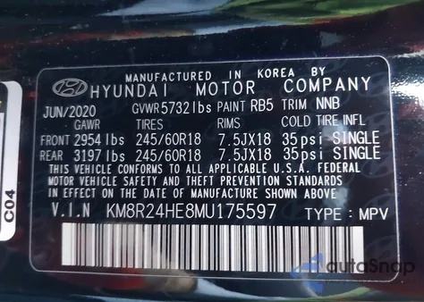 2021 Hyundai Palisade Sel z USA, uszkodzony, nr VIN KM8R24HE8MU175597